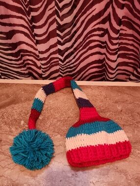 Multicolor Knit Pom-Pom Hat Photo Prop
